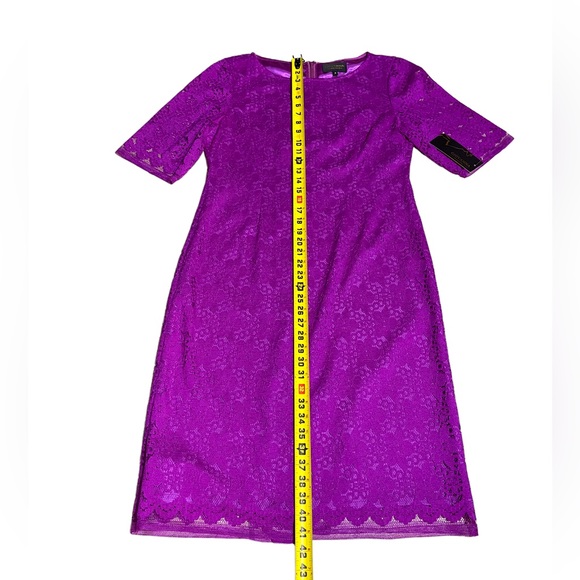 Giovanna lace 3/4 sleeve violet colored shift dress size 10 - Picture 12 of 13